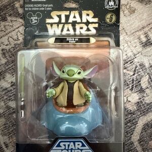 Disney Star Wars Stitch Yoda Figurine with Blue Base